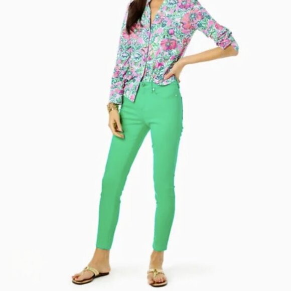 Lilly Pulitzer Pants - NWT Lilly Pulitzer Eagan High Rise Super Skinny Botanical Green Size 14
